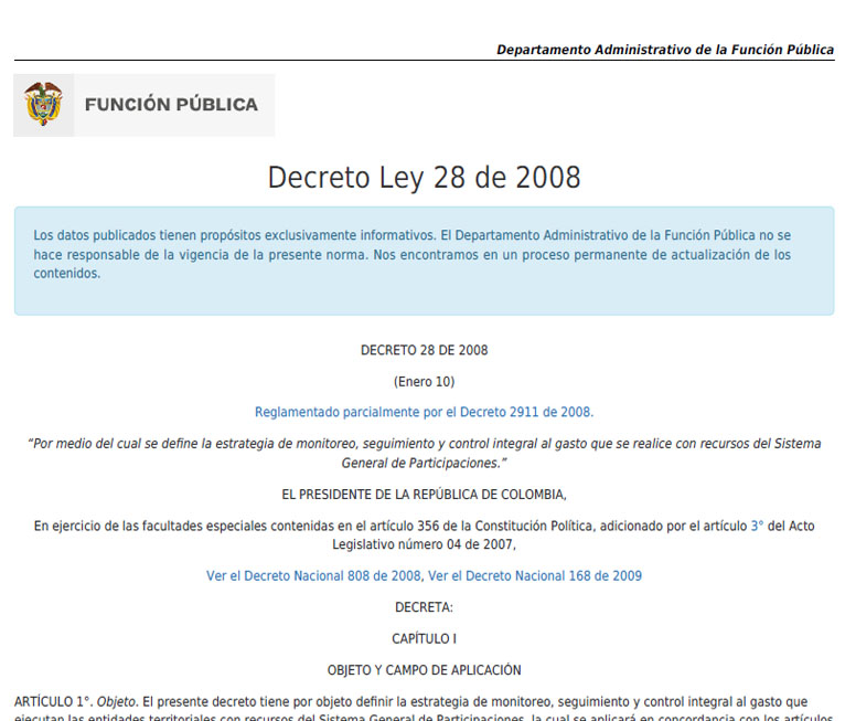 Decreto Ley 28 de 2008