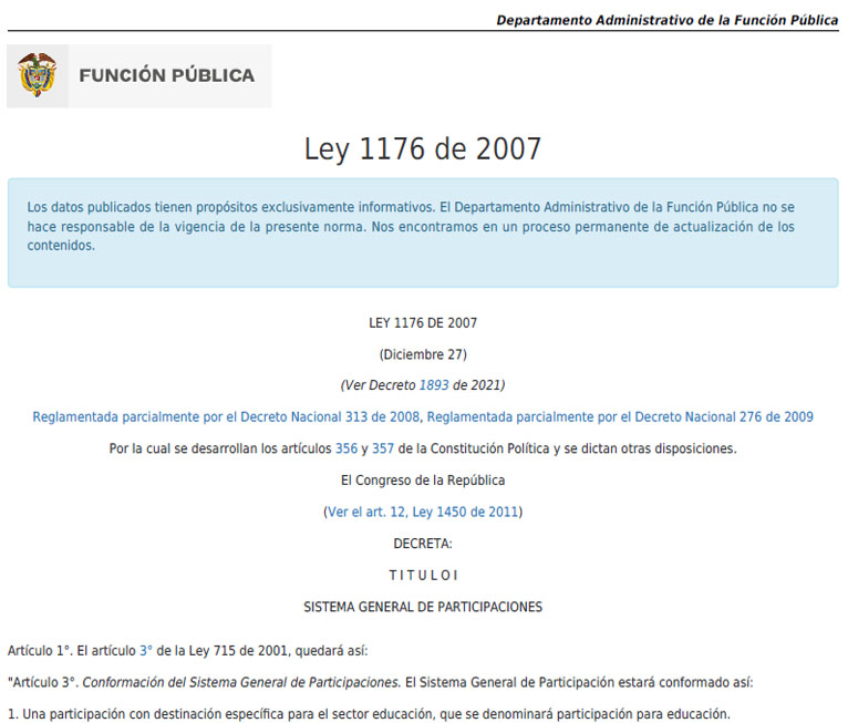 Ley 1176 de 2007